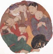 unknow artist The Seven Sleepers in the cave of Ephesus with their dog oil painting reproduction